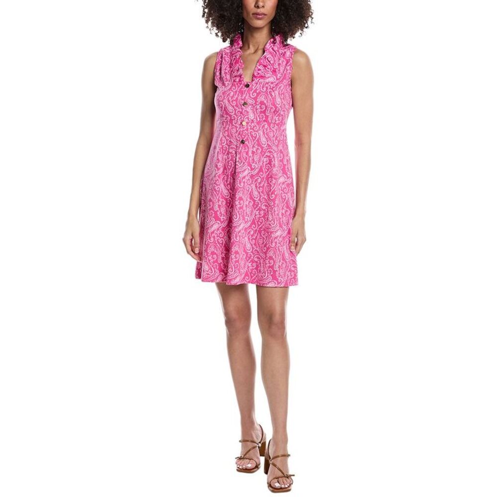 Tyler Böe Womens Emily Button Ruffle Jacquard Mini Dress, Pink